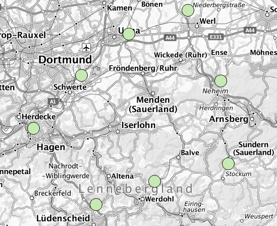 Karte der BfS Stationen im Umkreis